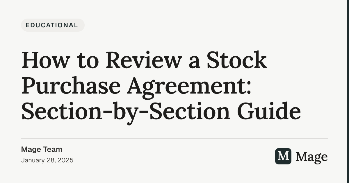 How to Review a Stock Purchase Agreement: Section-by-Section Guide | Mage