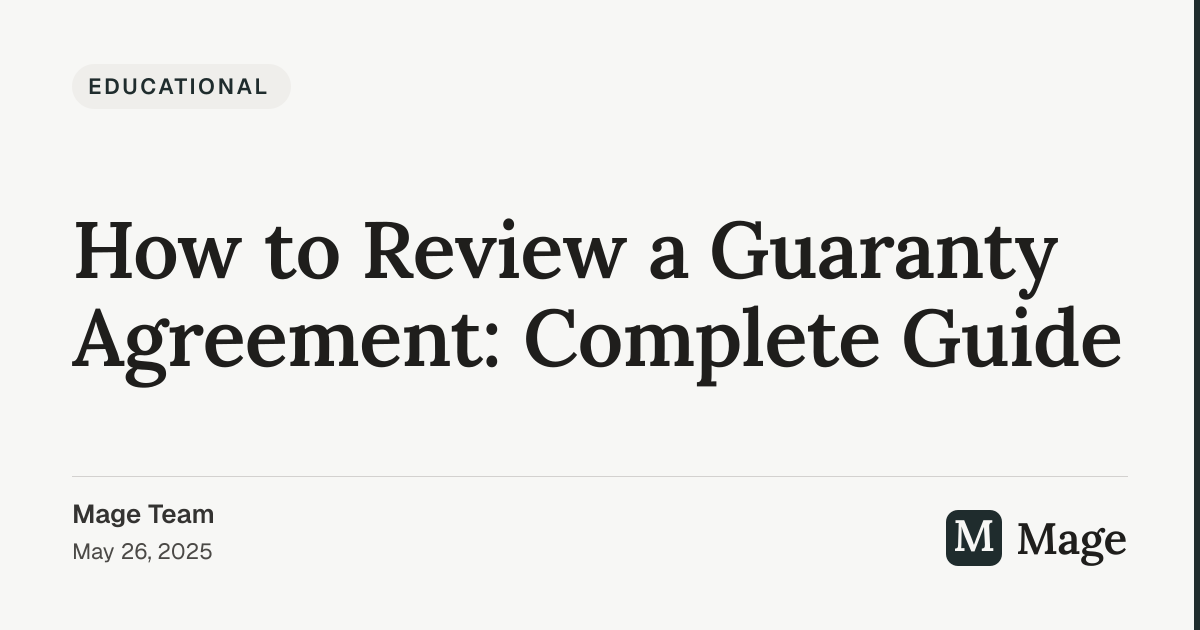 How to Review a Guaranty Agreement: Complete Guide | Mage
