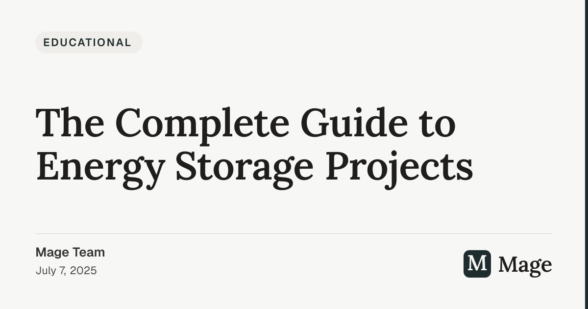 The Complete Guide to Energy Storage Projects | Mage